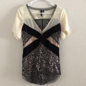 Womens brown sequin Boutique top